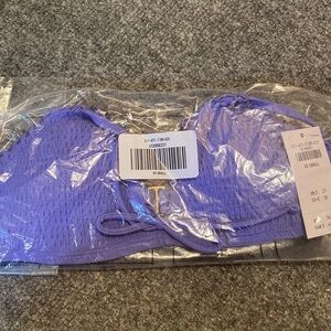 NWT Hollister Women Smocked Lettuce Edge Triangle Bikini Top (Purple,XXS OR XXL)